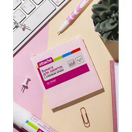 Стикеры Attache 76x76 мм пастельные розовые (1 блок на 100 листов)