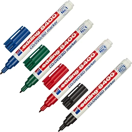 Набор маркеров для CD перманентных Edding E-8400/4S 4 цвета (толщина линии письма 0.5-1 мм)