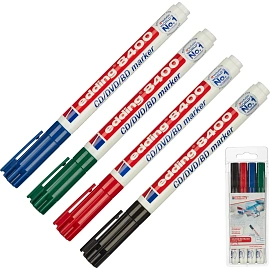 Набор маркеров для CD перманентных Edding E-8400/4S 4 цвета (толщина линии письма 0.5-1 мм)