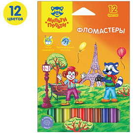 Фломастеры Мульти-Пульти "Енот во Франции", 12цв., смываемые, картон, европодвес фото Фломастеры Мульти-Пульти "Енот во Франции", 12цв., смываемые, картон, европодвес
