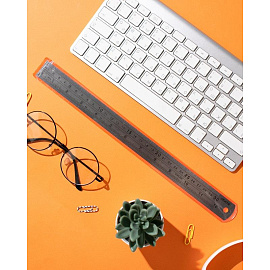 Линейка Attache 60 см металлическая серебристая две шкалы