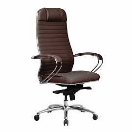 Кресло офисное МЕТТА "SAMURAI" KL-1, экокожа, темно-коричневое