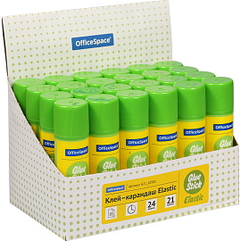 Клей-карандаш OfficeSpace "Elastic", 21г, улучшенный, дисплей, ПВП