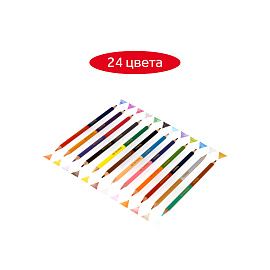 Карандаши цветные двусторонние Гамма "Мультики", 12шт., 24цв., заточен., картон, европодвес