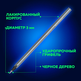 Карандаши цветные BRAUBERG METALLIC, 12 цветов металлик, трехгранные, грифель 3 мм, черное дерево, 181853
