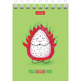 Блокнот МАЛЫЙ ФОРМАТ А7 75х105 мм, 60 л., гребень, картон, клетка, HATBER, "Йога-Фитнес", 066625, 60Б7В1гр