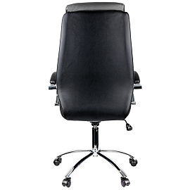 Кресло руководителя Helmi HL-E01 "Inari", экокожа черная/серая, хром