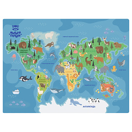Клеенка для уроков труда Мульти-Пульти "Карта мира", 50*70см, ПВХ