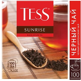 Чай черный Tess Sunrise 100 пакетиков фото Чай черный Tess Sunrise 100 пакетиков