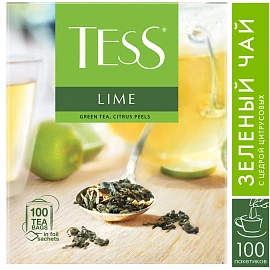Чай зеленый Tess Lime Citrus peels 100 пакетиков фото Чай зеленый Tess Lime Citrus peels 100 пакетиков