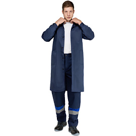 Халат рабочий у03-ХЛ мужской синий (размер 44-46, рост 170-176)