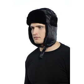 Шапка-ушанка Оксфорд тёмно-синяя на флисовой подкладке утеплённая размер 59