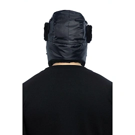 Шапка-ушанка Оксфорд тёмно-синяя на флисовой подкладке утеплённая размер 59