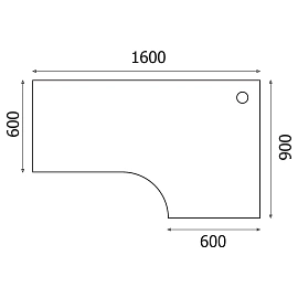 Стол эргономичный Этюд Т20.13 правый (орех, 1600х900х750 мм)