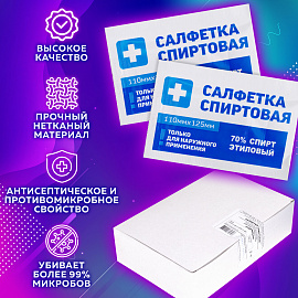 Салфетка антисептическая для инъекций Грани спиртовая 110x125 мм (250 штук в упаковке)