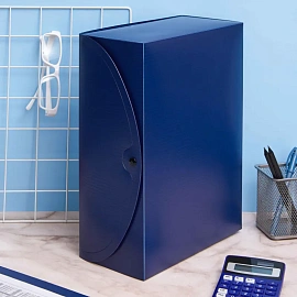 Короб архивный пластик Attache на кнопке 245x120x330 мм синий до 1200 листов