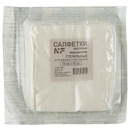 Салфетки марлевые Ньюфарм стерильные 10x10 см 8-слойные 32 г/кв.м (10 штук в упаковке)