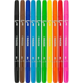 Фломастеры двухсторонние Kores Korellos 10 цветов с вентилируемыми колпачками смываемые