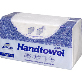 Полотенца бумажные листовые Luscan Professional H2 Z-сложение 2-слойные белые 20 пачек по 190 листов (первичная целлюлоза)