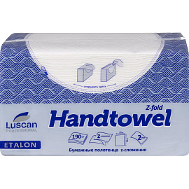 Полотенца бумажные листовые Luscan Professional H2 Z-сложение 2-слойные белые 20 пачек по 190 листов (первичная целлюлоза)