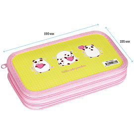 Пенал 2 отделения, 190*105 ArtSpace "Cute Pandas", ламинированный картон