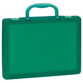 Портфель-кейс 1 отделение СТАММ, А4, 275*375*57мм, на защелках, тонированный зеленый