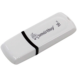Флеш-диск 16 GB, SMARTBUY Paean, USB 2.0, белый, SB16GBPN-W