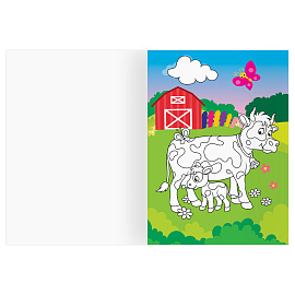 Раскраска с цв. фоном А4, 16 стр., ТРИ СОВЫ "Мамы и малыши