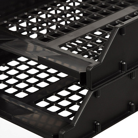 Лоток горизонтальный для бумаг Стамм Strong пластиковый черный решетчатый (2 штуки в упаковке)