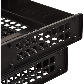 Лоток горизонтальный для бумаг Стамм Strong пластиковый черный решетчатый (2 штуки в упаковке)