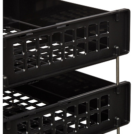 Лоток горизонтальный для бумаг Стамм Strong пластиковый черный решетчатый (3 штуки в упаковке)