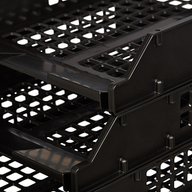 Лоток горизонтальный для бумаг Стамм Strong пластиковый черный решетчатый (3 штуки в упаковке)