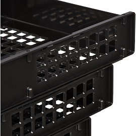 Лоток горизонтальный для бумаг Стамм Strong пластиковый черный решетчатый (3 штуки в упаковке)