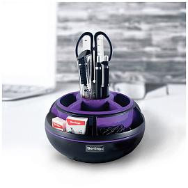 Настольный органайзер Berlingo "Apex", 9 предметов, вращающийся, черный/фиолетовый фото Настольный органайзер Berlingo "Apex", 9 предметов, вращающийся, черный/фиолетовый