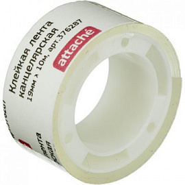 Клейкая лента канцелярская Attache прозрачная 19 мм x 10 м