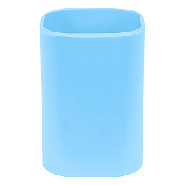 Подставка-стакан СТАММ "Фаворит", пластиковая, квадратная, голубая