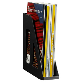 Лоток для бумаг вертикальный СТАММ "Актив", черный, ширина 70мм фото Лоток для бумаг вертикальный СТАММ "Актив", черный, ширина 70мм