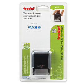 Штамп стандартный "ОПЛАЧЕНО", оттиск 38х14 мм, синий, TRODAT 4911P4-1.2, 53559 фото Штамп стандартный "ОПЛАЧЕНО", оттиск 38х14 мм, синий, TRODAT 4911P4-1.2, 53559