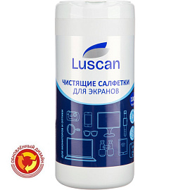 Салфетки влажные для экранов LUSCAN (Attache Selection) с антистатическим эффектом антибактериальные (100 штук в тубе)