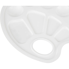 Палитра Луч овальная пластиковая белая (с отделением для большого пальца, 6 отделений для красок, 4 отделения для смешивания)