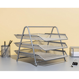 Лоток горизонтальный для бумаг Attache металлический серебристый 3 отделения