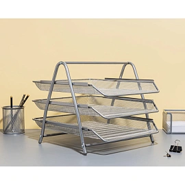 Лоток горизонтальный для бумаг Attache металлический серебристый 3 отделения