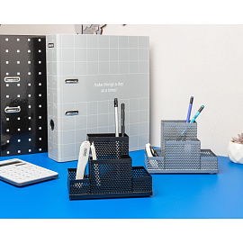 Подставка-органайзер для канцелярских принадлежностей Attache Башня 4 отделения серебристая 16x11x8 см