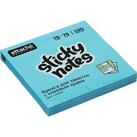 Стикеры Attache Selection 76x76 мм неоновые голубые (1 блок на 100 листов)