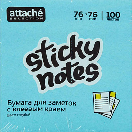 Стикеры Attache Selection 76x76 мм неоновые голубые (1 блок на 100 листов)
