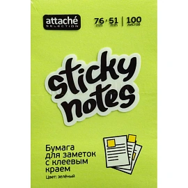 Стикеры Attache Selection 76x51 мм неоновые зеленые (1 блок на 100 листов)