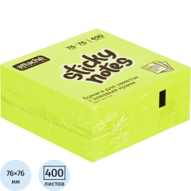 Стикеры Attache Selection 76х76 мм неоновые желтые (1 блок на 400 листов)