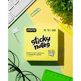 Стикеры Attache Selection 76х76 мм неоновые желтые (1 блок на 400 листов)