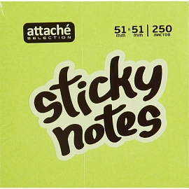 Стикеры Attache Selection Фреш 51х51 мм неоновые и пастельные 4 цвета (1 блок на 250 листов)