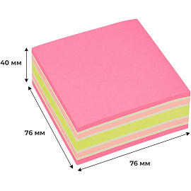 Стикеры Attache Selection Клубничный микс 76х76 мм неоновые и пастельные 4 цвета (1 блок на 400 листов)